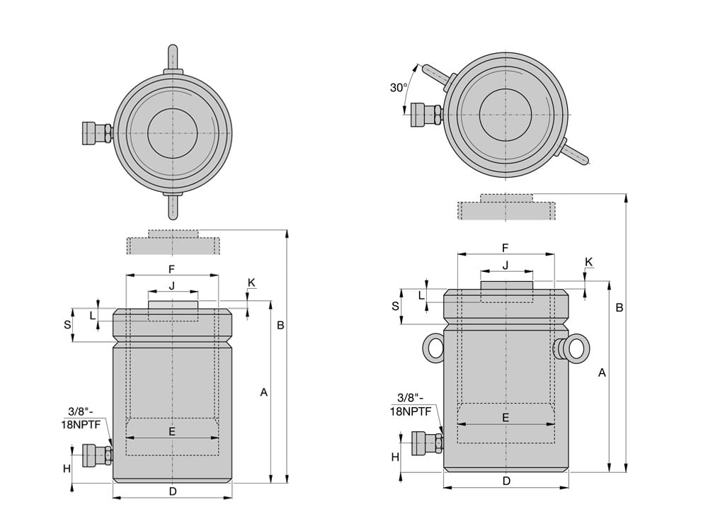 CLL1502, 150 Ton Capacity, 50mm Stroke, Single Acting Lock Nut Hydraulic Cylinders 6 CLL