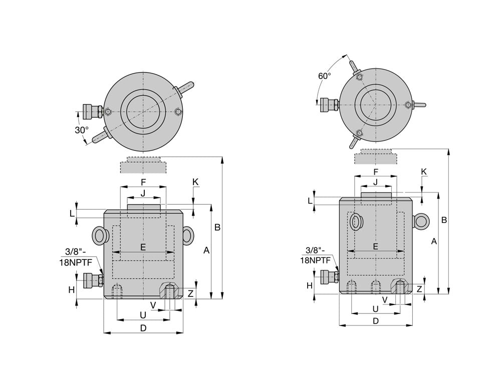 CLSG502, 50 Ton Capacity, 50mm Stroke, Single Acting High Tonnage Hydraulic Cylinders 10 CLSG