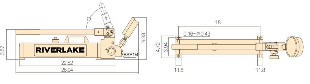 P2100, Two Speed, 210Mpa Ultra High-Pressure Hydraulic Hand Pump 7 Dimension 1