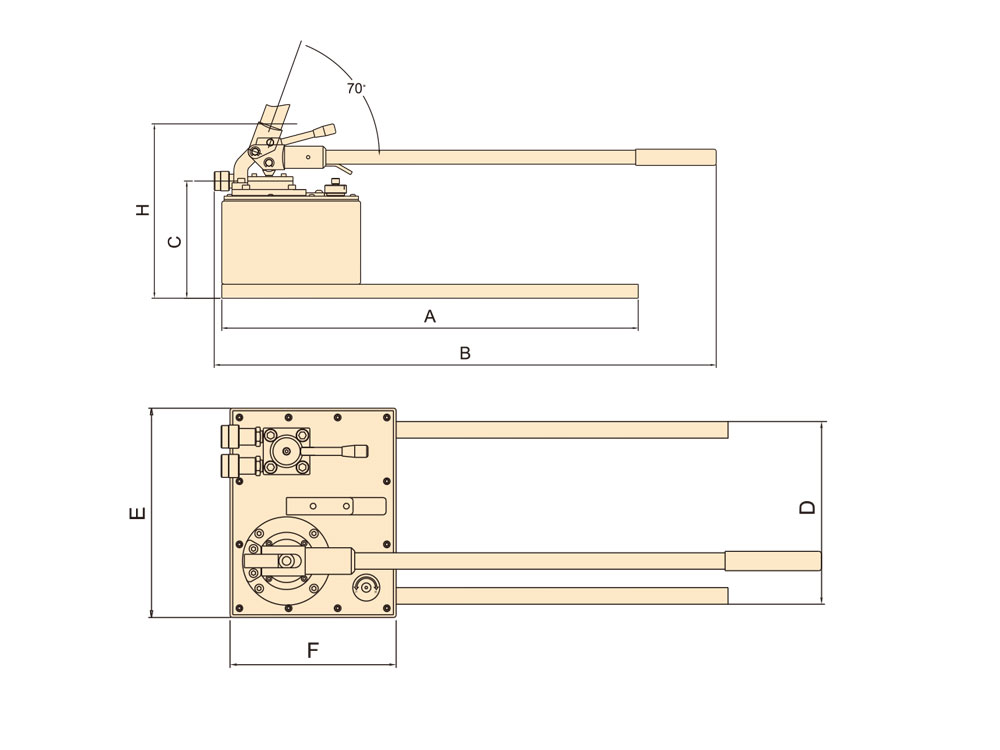 P465, Two Speed, 7.5L Oil Capacity, Double Acting Hydraulic Hand Pump 9 Portable Hydraulic Hand Pump Dimension