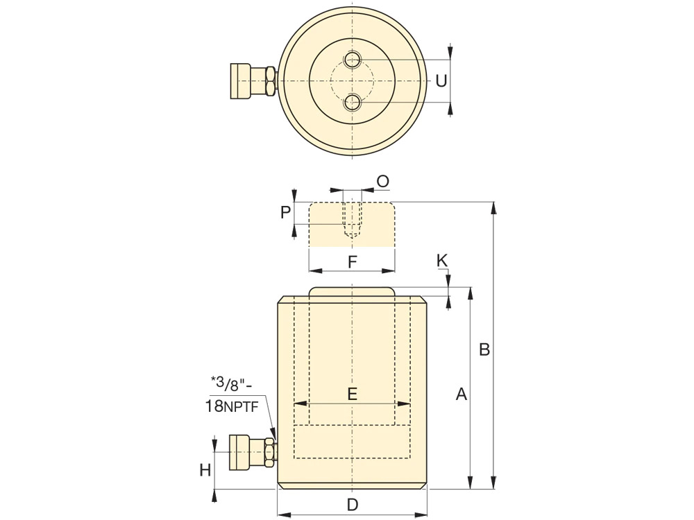 RCS502, 45 Ton Capacity, 60mm Stroke, Single Acting Low Height Hydraulic Cylinders 10 RCS 1000