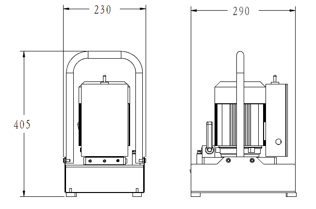 HE3005MV32RG, Electric Hydraulic Pump, Manual Unloading Valve, 2L Usable Oil, 0.2-1.5L/Min Flow Rate 5 Dimension