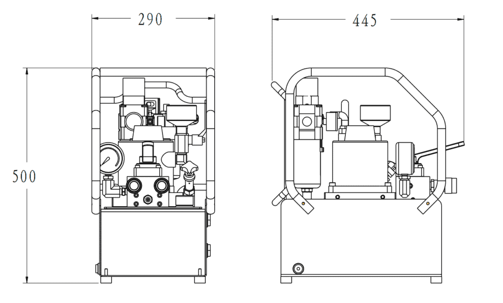 HA5007MV43, Pneumatic Hydraulic Pump For Hydraulic Cylinder 2 Dimension