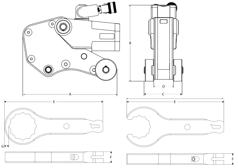 ROW12, 1549-11049Nm, Open End Low Clearance Hydraulic Torque Wrench 1 2318 202101260851433209