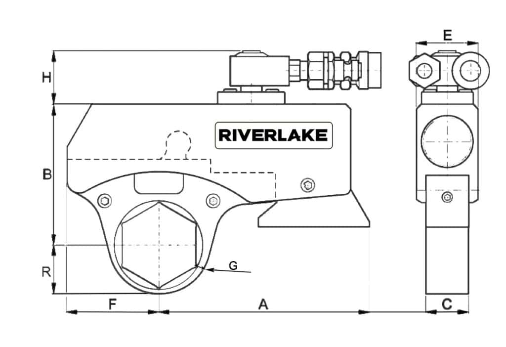 160SWT, 16000-160000Nm, Super Thin Low Profile Hydraulic Torque Wrench 1 DIMENSION 3