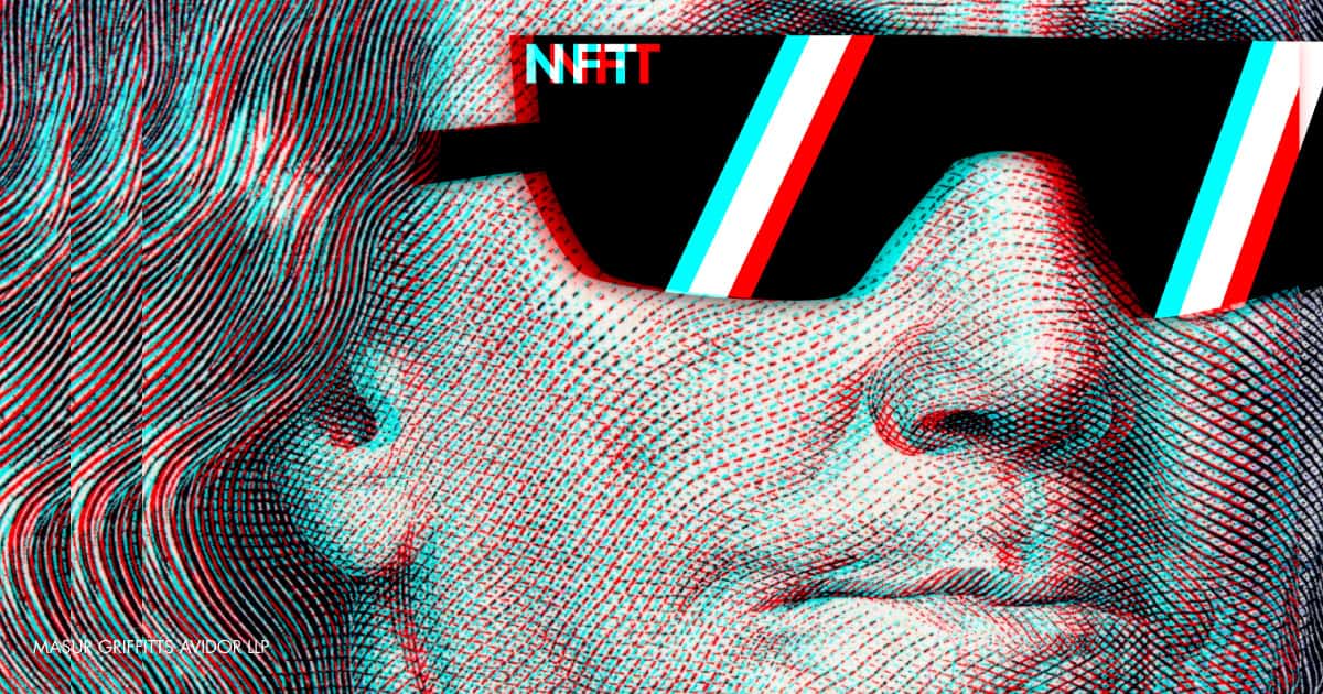 closeup of ben franklin with sunglasses