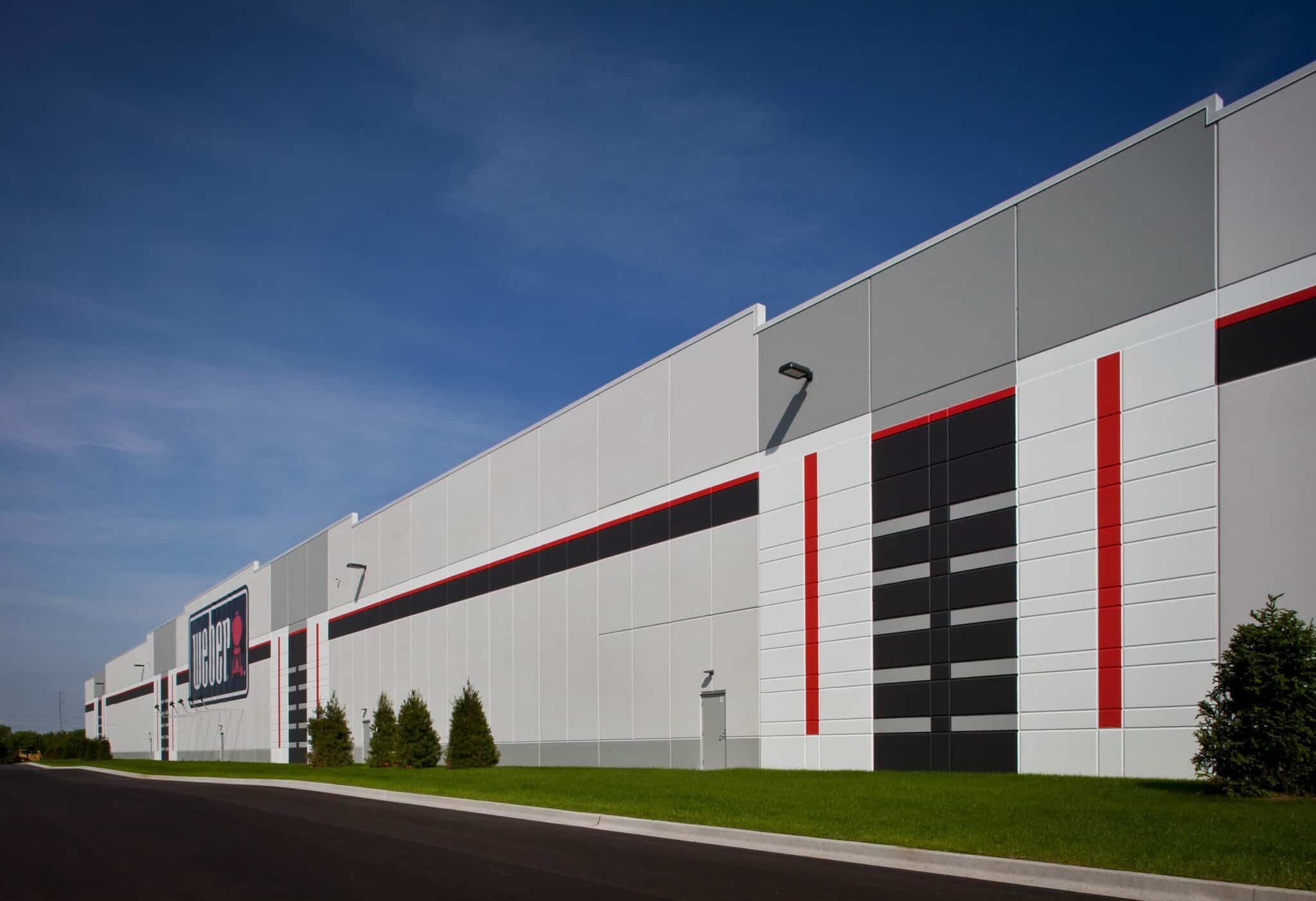 A closer look at the large gates on the side of the 750,000 SF facility built for Weber-Stephen.