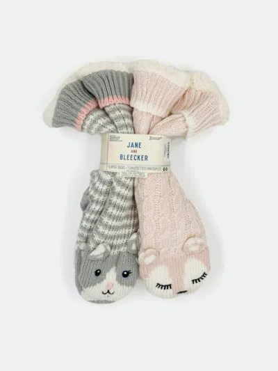 JANE & BLEECKER WOMEN'S 2PC SET SLIPPER SOCKS (6-12 US)