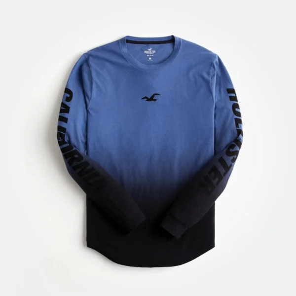 HOLLISTER MEN LONG SLEEVE SWEATSHIRT CURVED HEM