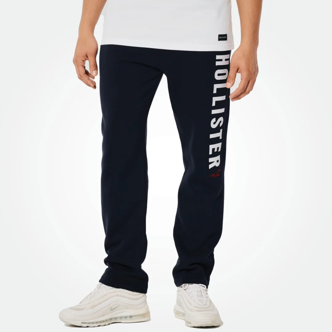 HOLLISTER MEN STRAIGHT LEG SWEATPANTS BIG APPLIQUE LOGO WOWSOUQ