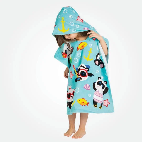 Just Kidding Kids Hooded Towel - Flamingos & Panda (Set Of 2) - Image 3
