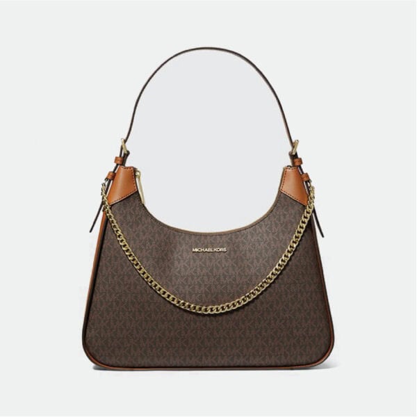 Michael Kors Wilma Large Signature Logo Shoulder Bag in Brown