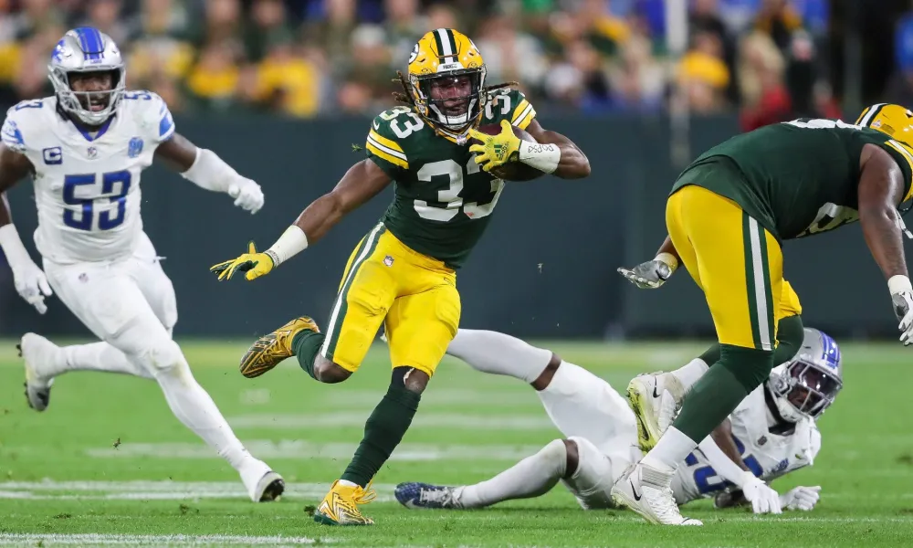 Green Bay Packers Celebrating Victory At Lambeau Field