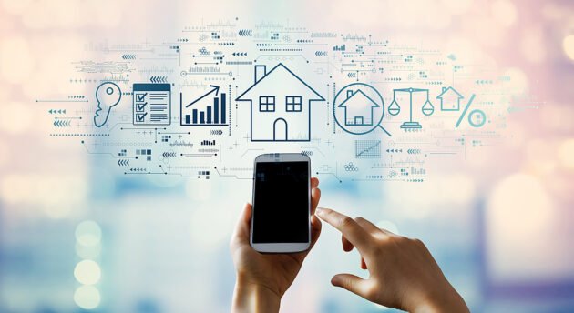 Real Estate Theme With Person Using A Smartphone