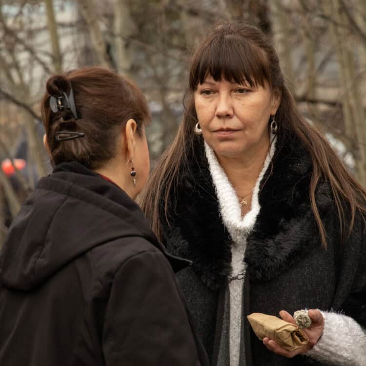 Members of the Arbios team and Lheidli T’enneh First Nation give a site blessing