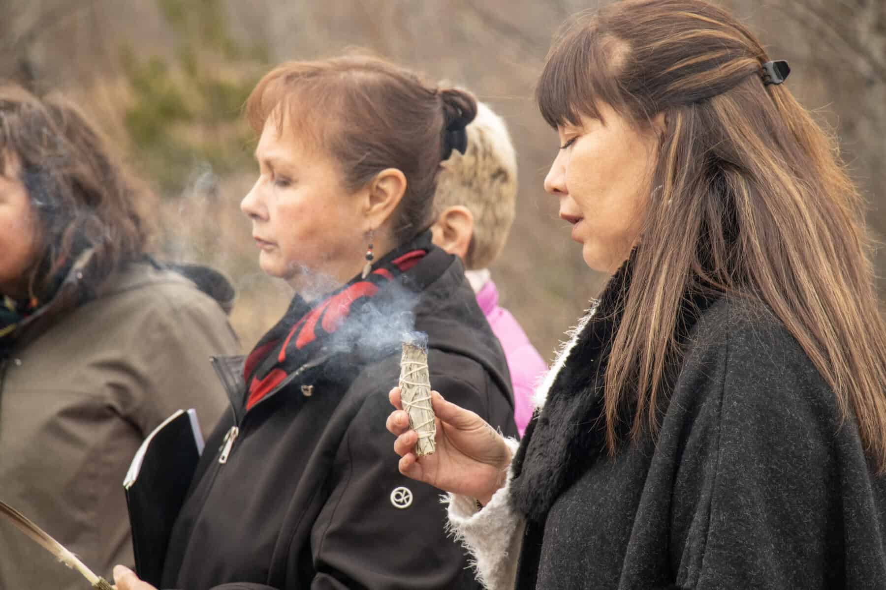 Members of the Arbios team and Lheidli T’enneh First Nation give a site blessing