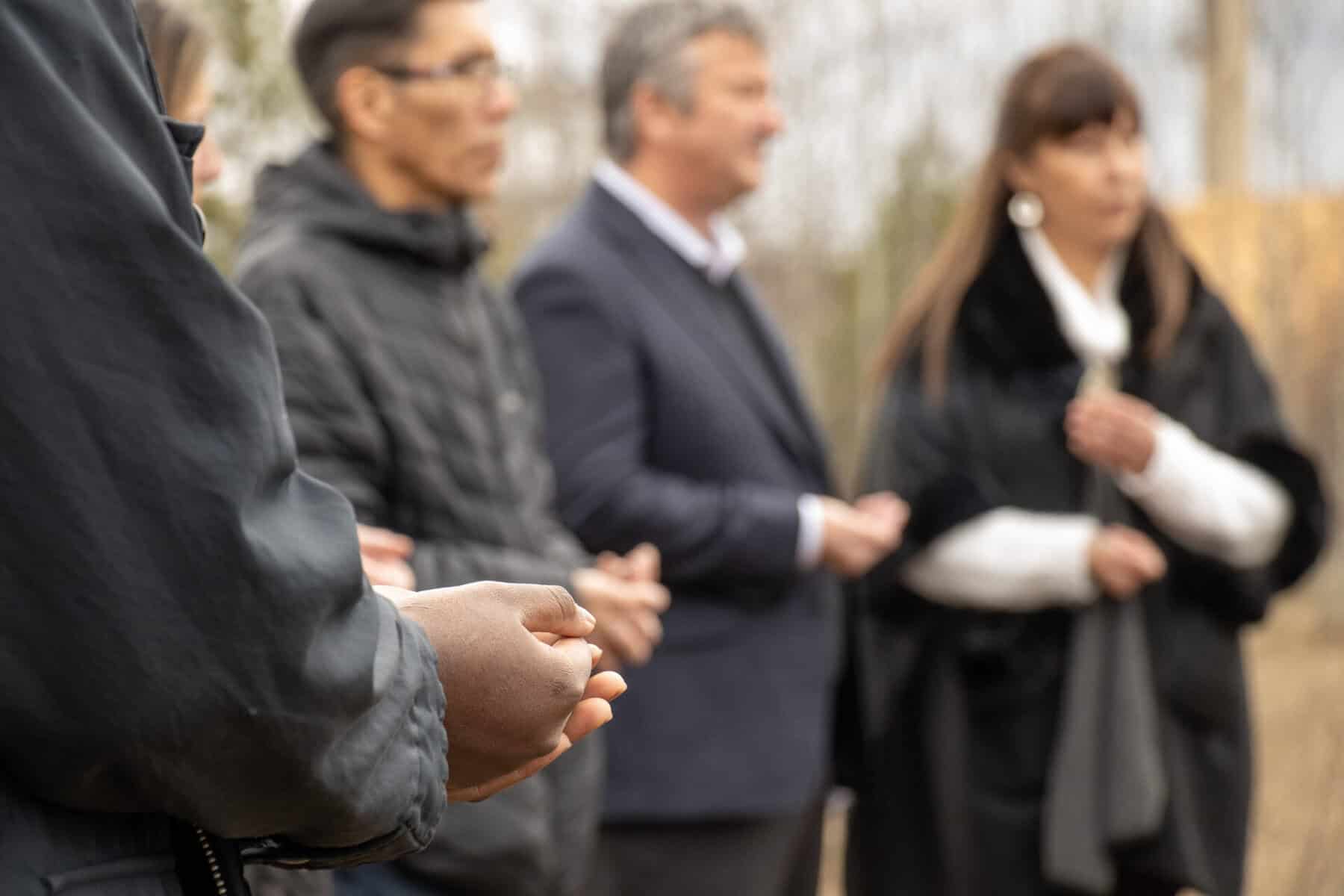 Members of the Arbios team and Lheidli T’enneh First Nation give a site blessing