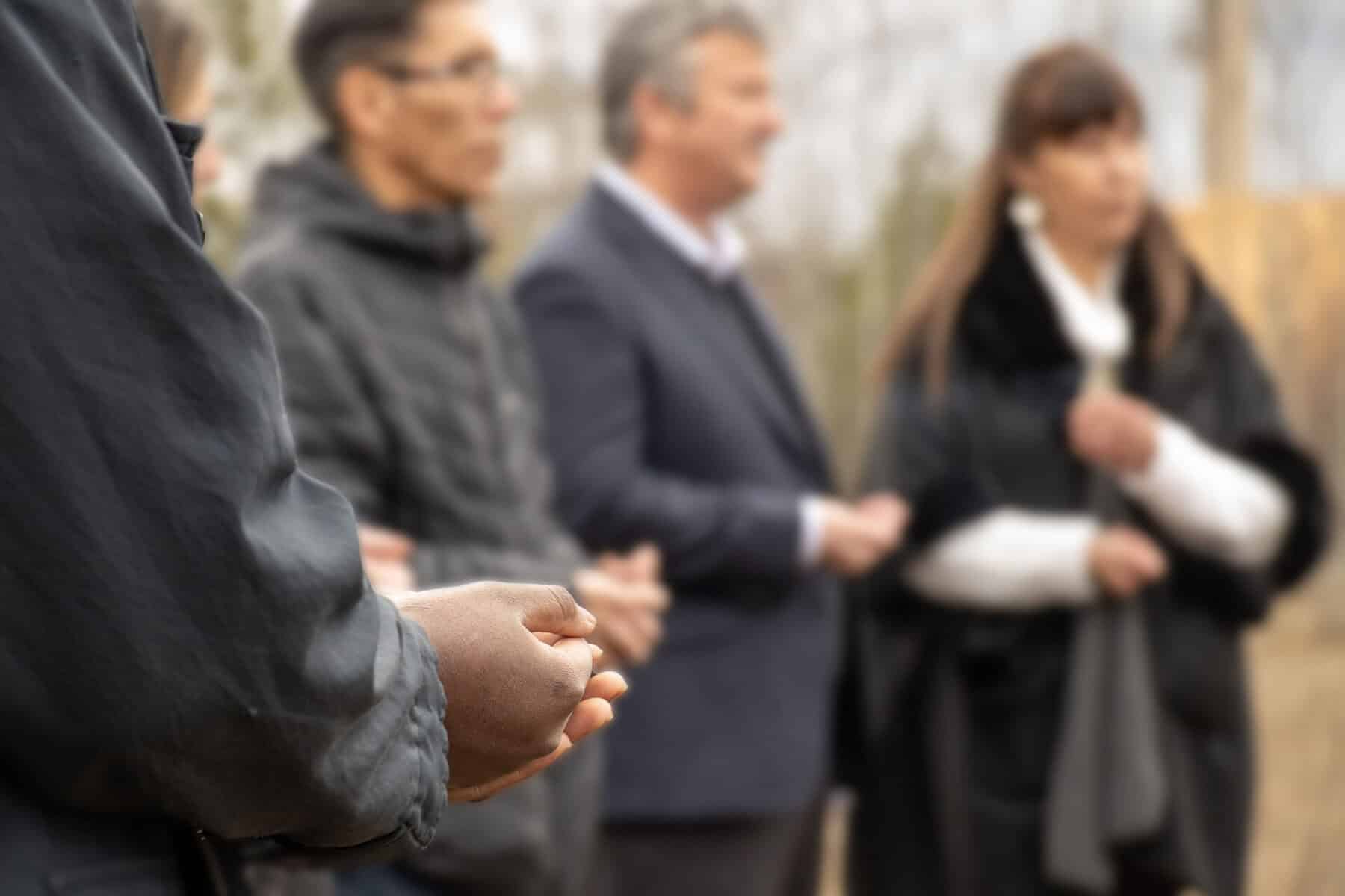 Members of the Arbios team and Lheidli T’enneh First Nation give a site blessing