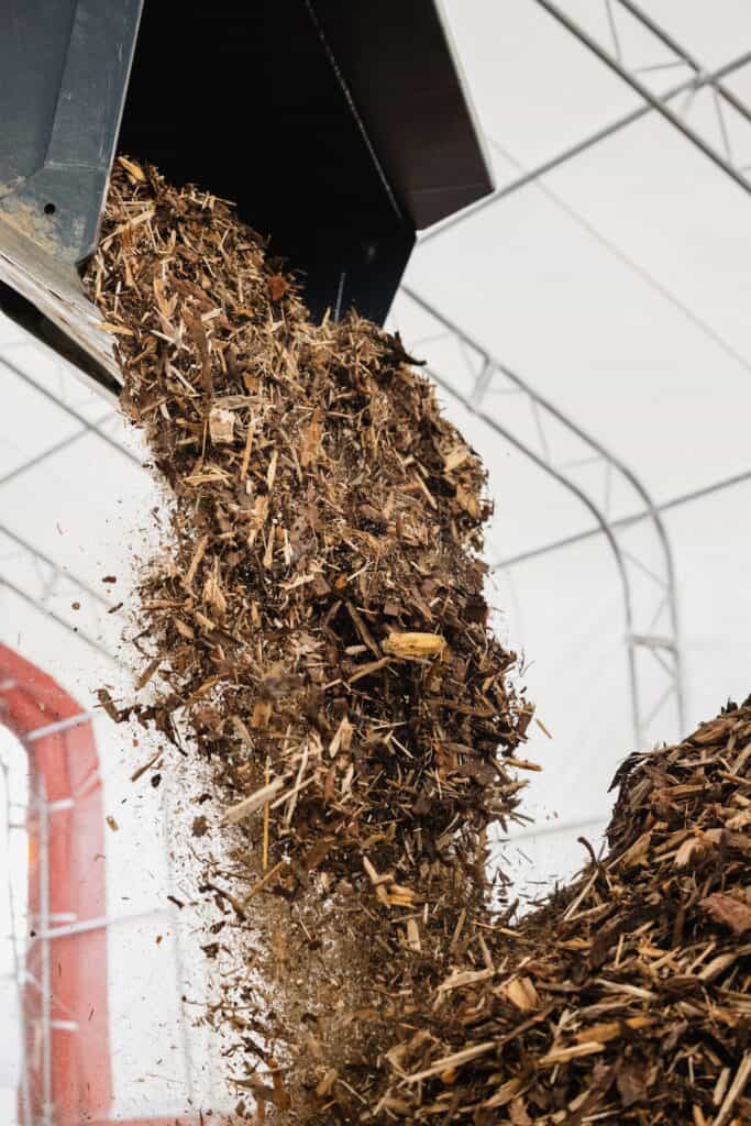 a machine with wood chips