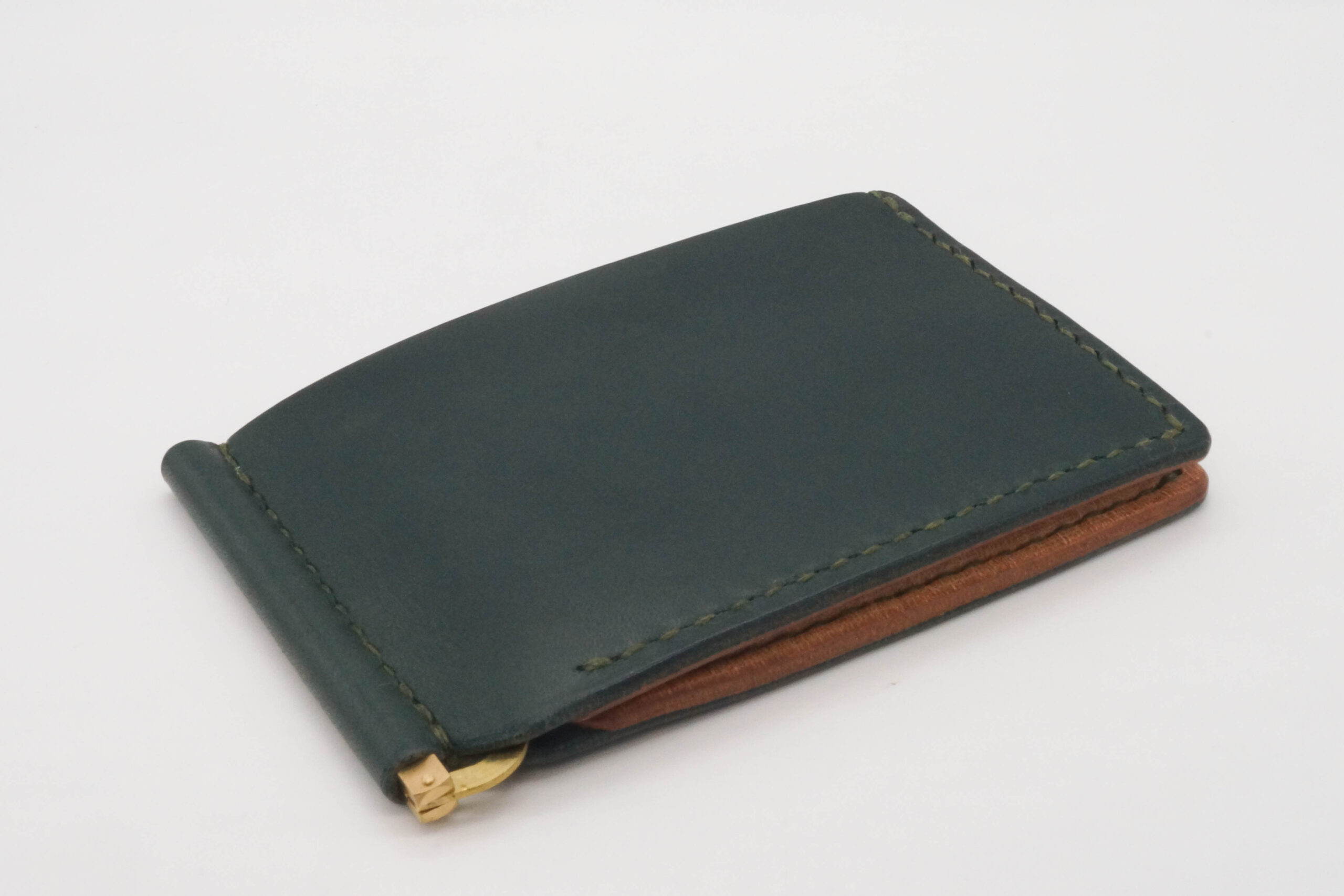 Bottega Glicine/ボッテガ グリーチネ 緑のマネークリップ カードホルダー付き