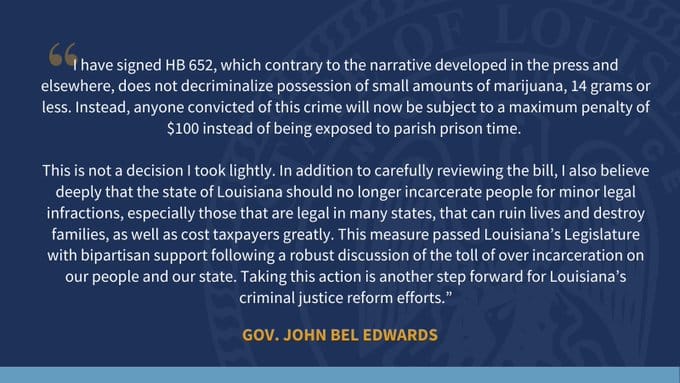 louisiana decriminalisatie cannabis