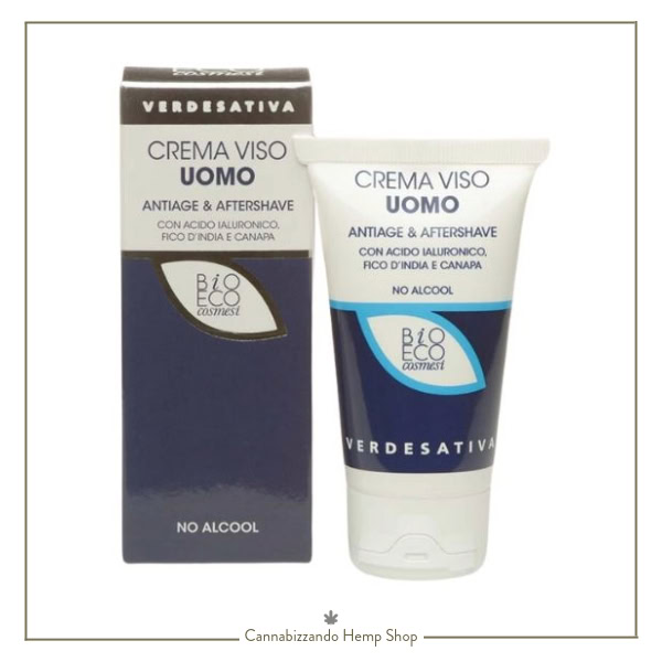 Crema viso Uomo con Canapa e Acido Ialuronico