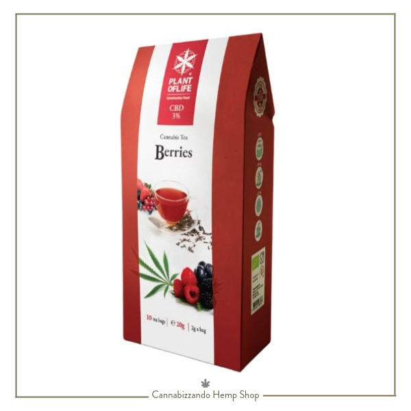 Cannabis Eco Tea Berries è una tisana drenante e antiossidante con fiori di ibisco, frutti rossi e CBD perfetta da sorseggiare in qualsiasi momento della giornata,