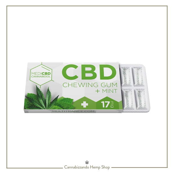 MediCBD Mint CBD Chewing Gum (17mg CBD) gomma da masticare senza zucchero con sapore di menta verde