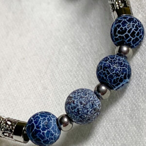 Bracciale in acciaio e pietra naturale di Agata Blu 6mm