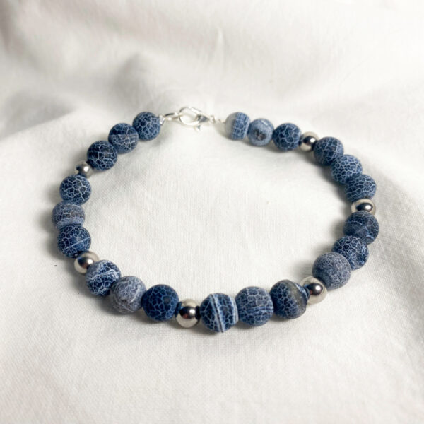 Bracciale in acciaio e pietra naturale di Agata Blu - Mod. Kiska