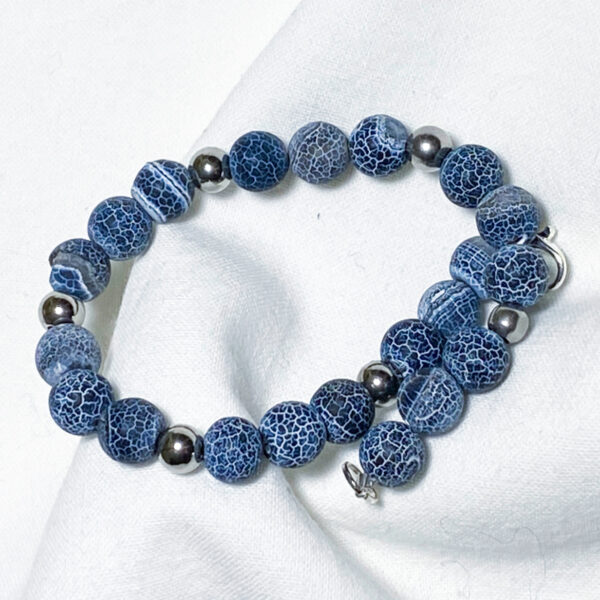 Bracciale in acciaio e pietra naturale di Agata Blu - Mod. Kiska