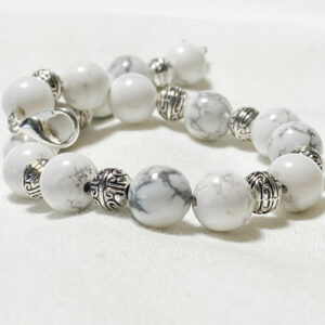 Bracciale in pietra naturale di Howlite - Mod. Blossom