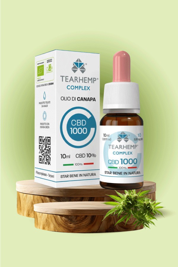 Tearhemp COMPLEX – CBD 10% Full Spectrum (10ml) 10% CBD Full Spectrum in olio di canapa biologico certificato 1 goccia contiene 3,33mg CBD