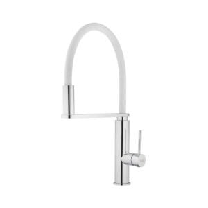 Baterie lebada pentru chiuveta cu gura de silicon, pivotanta, extensibila, alb