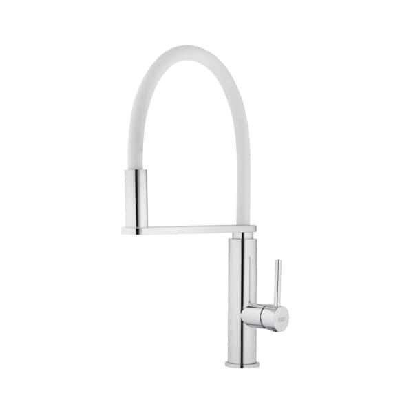 Baterie lebada pentru chiuveta cu gura de silicon, pivotanta, extensibila, alb