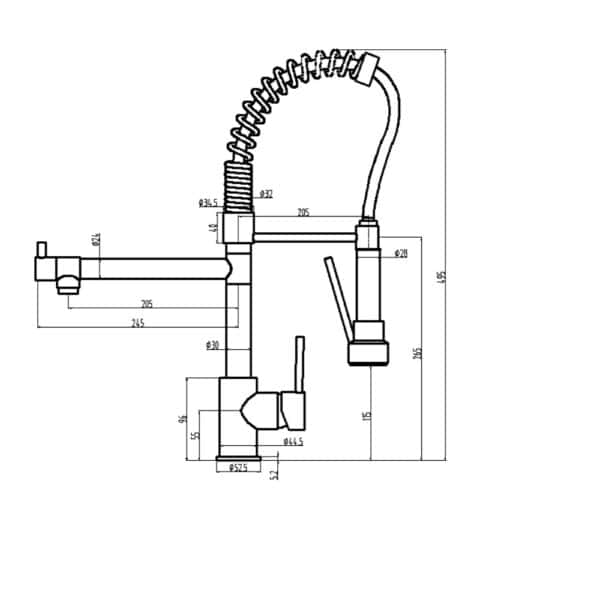 Baterie lebada cu teava flexibila 50 cm crom