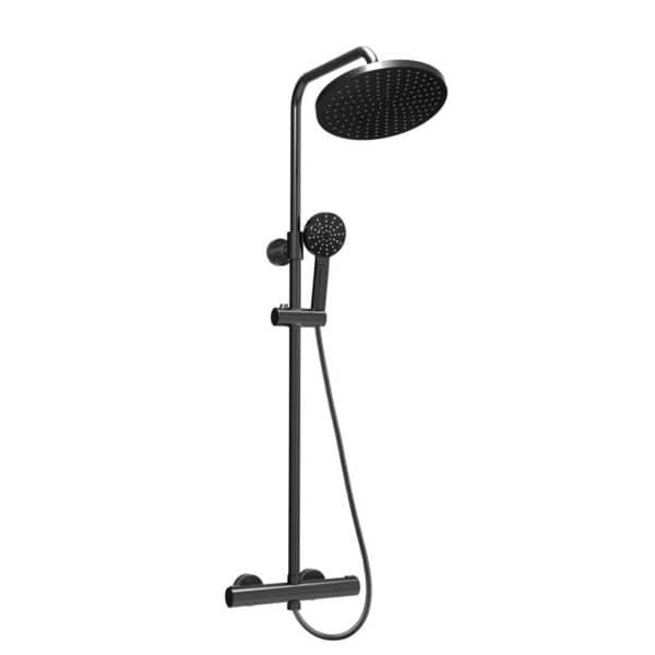 Bara de dus telescopica cu baterie termostatata monocomanda negru Boet