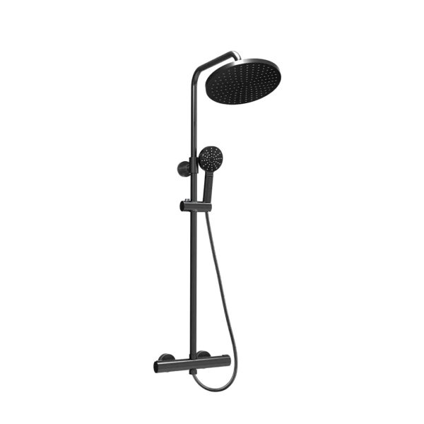 Bara de dus telescopica cu baterie termostatata monocomanda negru Boet 44431/N