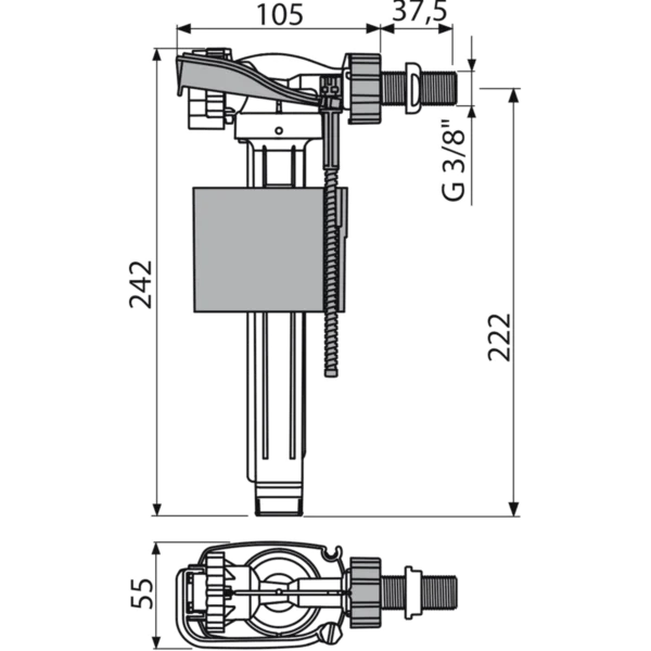Flotor lateral alamă 3/8'' ALCA - imagine 2