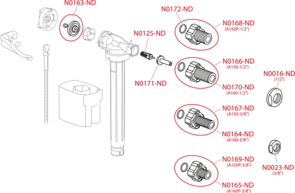 Flotor lateral alamă 3/8'' ALCA - imagine 3