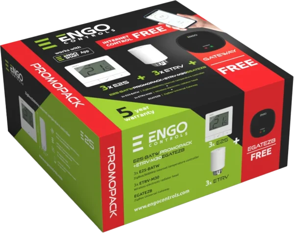 Promopack E25-BATW Controller x 3buc alb + ETRV-M30 x 3buc + EGATEZB Internet Gateway x 1buc gratuit - imagine 2
