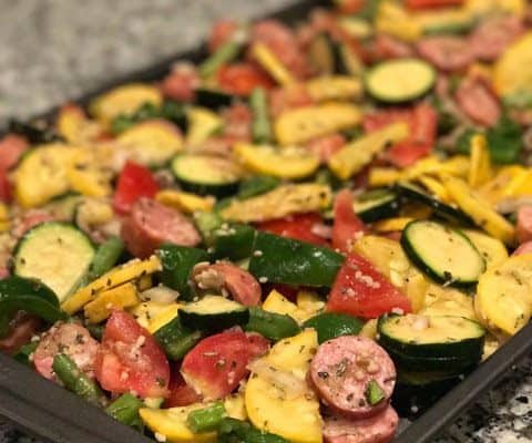 Roasted Vegetables and Chicken Sausage