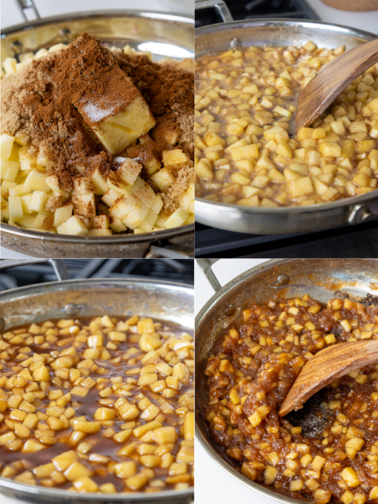 image of apple filling being made for caramel apple cinnamon rolls
