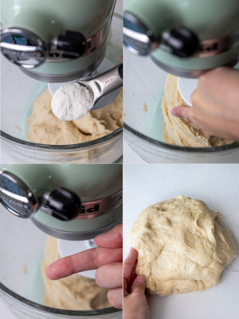 image of apple cinnamon roll dough being made in a stand mixer