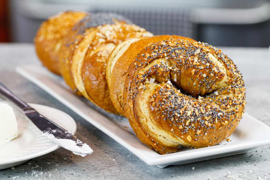 image of homemade bagels still warm from the oven and ready to be eaten
