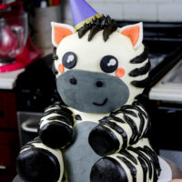 image of an adorable baby zebra cake made for a birthday party