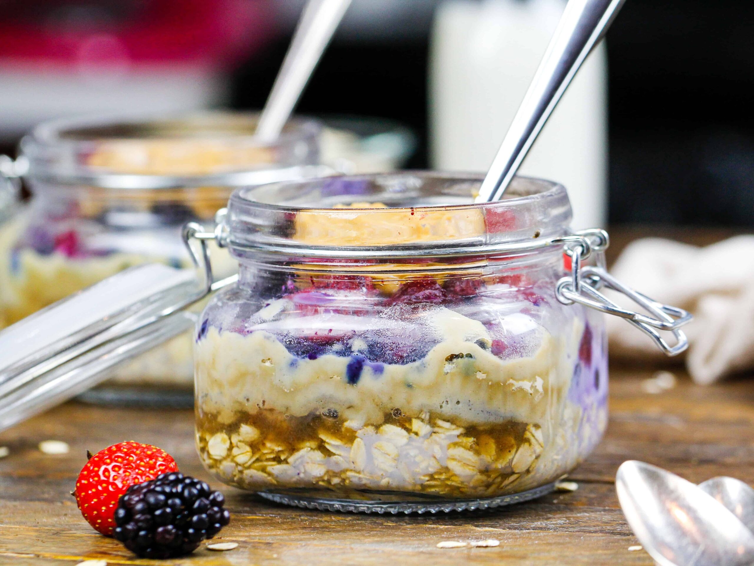 image of overnight oats made with protein powder