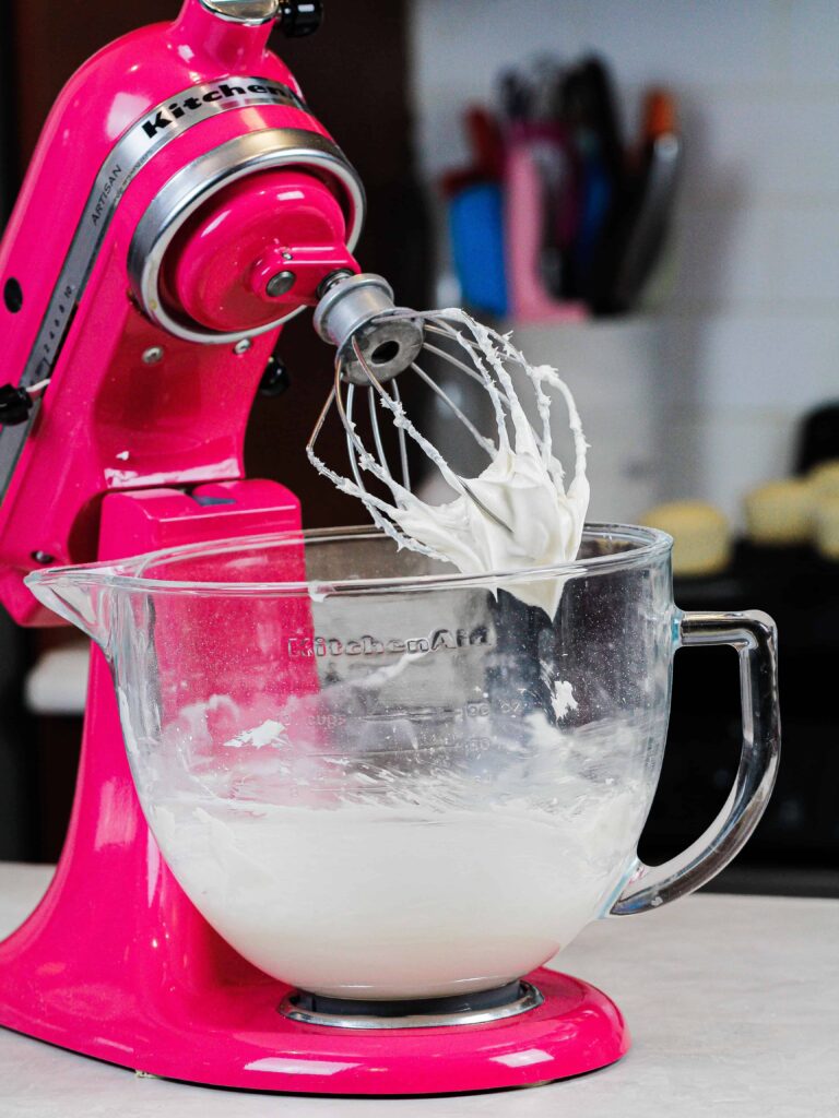 image of mascarpone cream frosting made in a stand mixer