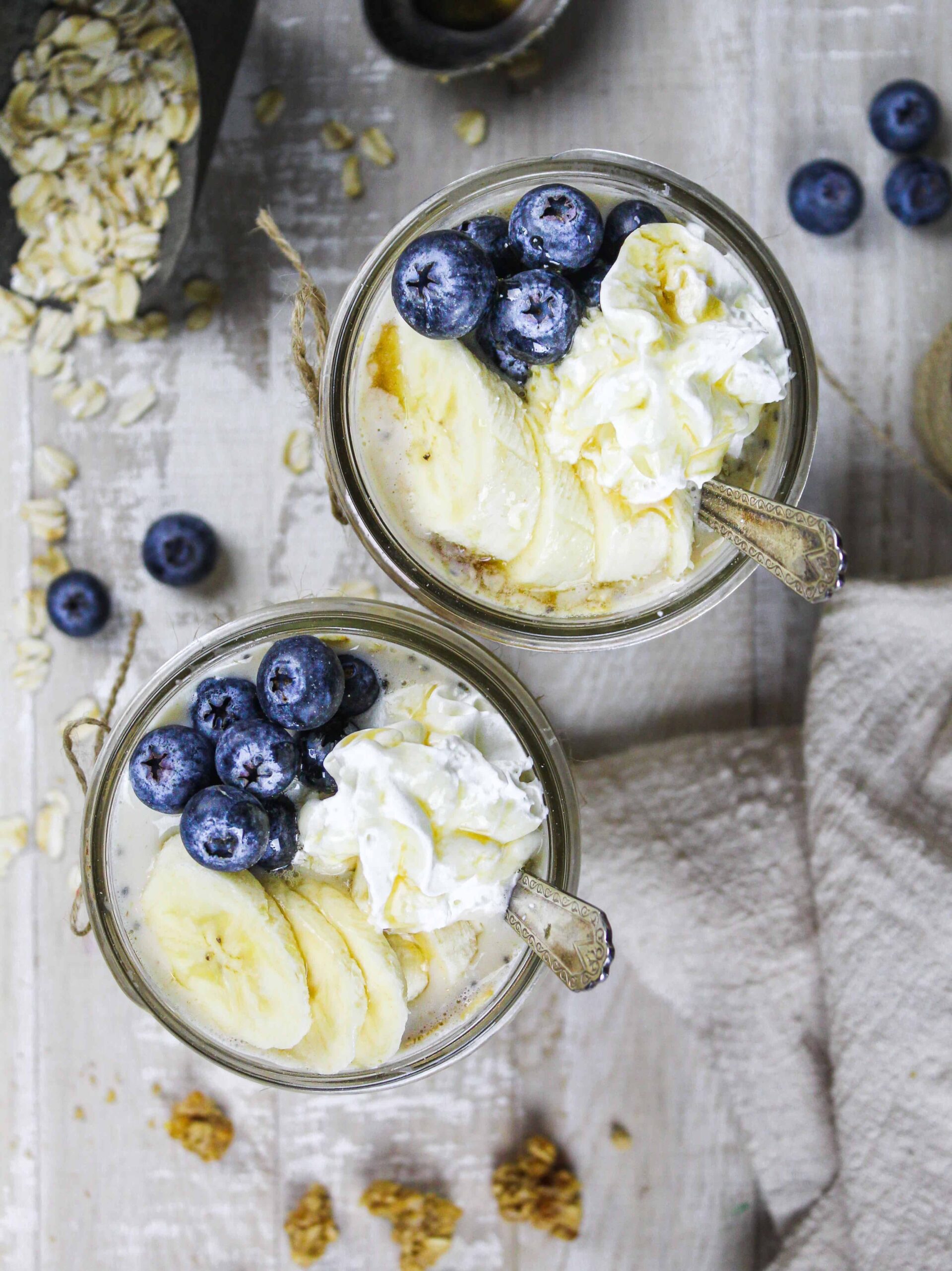 image of maple overnight oats made in mason jars