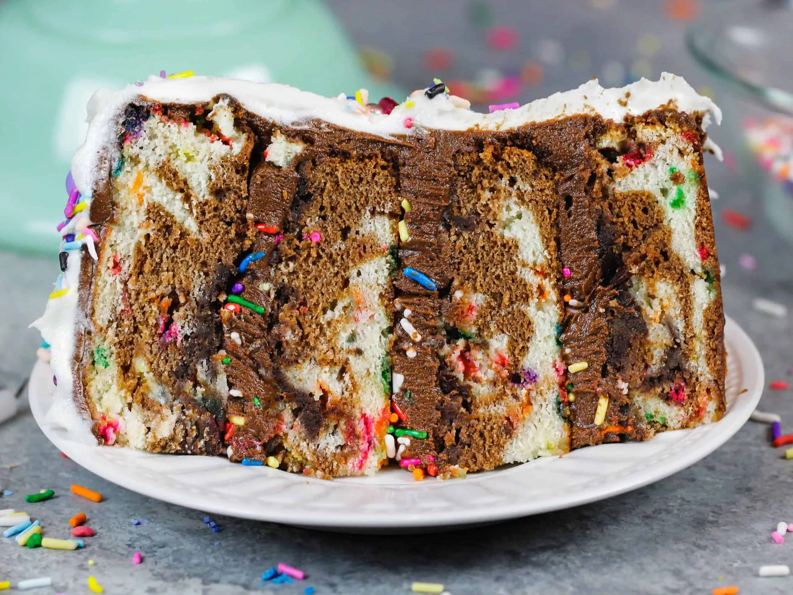 image of a slice of a 6-inch marble cake 